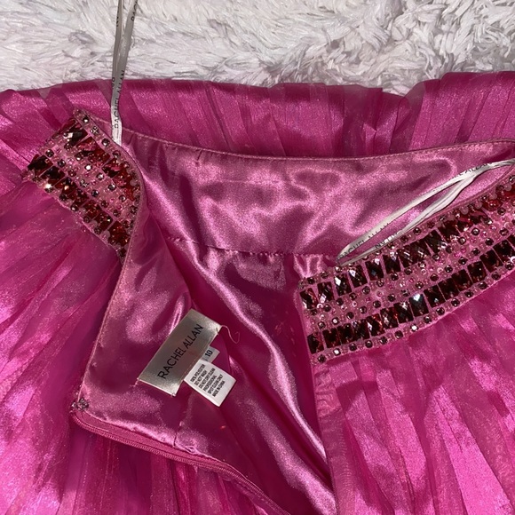 Rachel Allan Two Piece White and Hot Pink Prom Dress - Picture 10 of 11